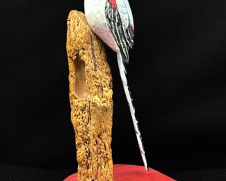 Hand Crafted Wooden Scissor-tailed Flycatcher Figure