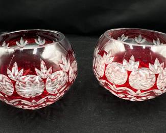 Vintage Ruby Red Crystal Votive Candle Holders
