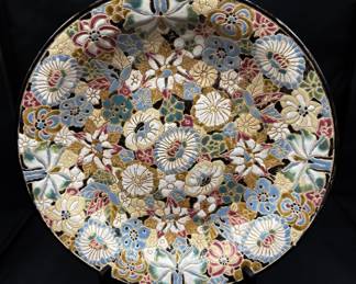 Multiple Flower Design Pottery Platter