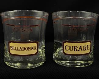 Vintage Mid-Century Modern "Name Your Poison" Lowball/Rocks Glasses by Cera Glass
