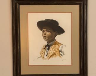 "Pedro" by Roger Hebbelinck - Framed size is 31.5"x27.5."