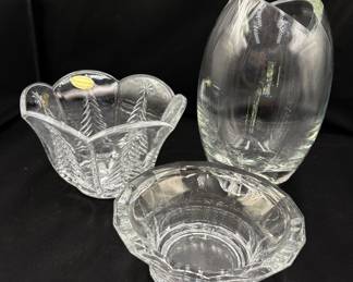 Crystal and Clear Glass Bowls, Vases, Pitchers, Platters and More 