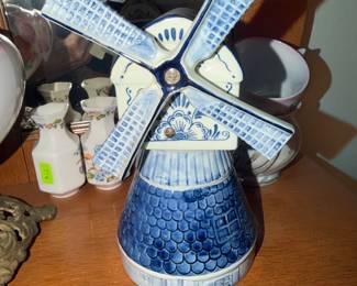 Delft Blue Windmill Music Box
