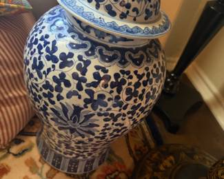 Chinese Blue and White Porcelain Temple Jar