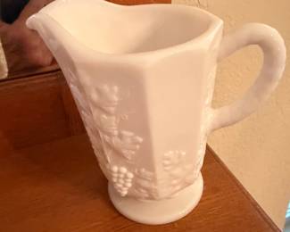 Westmoreland Paneled Grape Milk Glass Creamer Pitcher