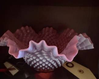 Fenton Cranberry Opalescent Hobnail Bowl