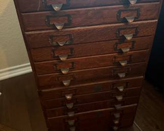 Antique Oak Multi-Drawer Cabinet