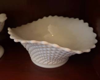 Westmoreland English Hobnail Milk Glass Banana Bowl