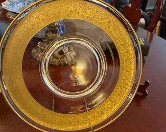 Tiffin Minton Gold Encrusted Glass Plate
