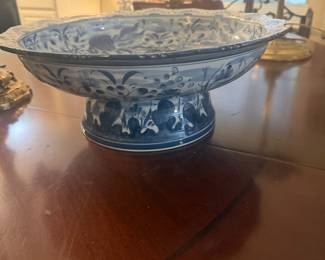 Maitland Smith Chinoiserie Footed Centerpiece Bowl
