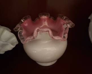 Fenton Rose Crest Rose Bowl