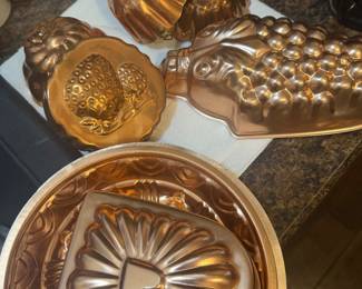 A lot of vintage jello molds