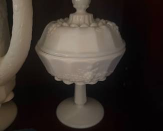 Westmoreland Milk Glass Paneled Grape Compote