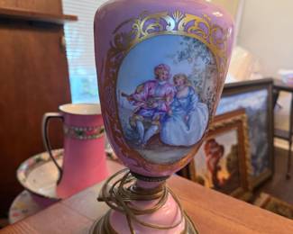 Antique Pink Glass Table Lamp