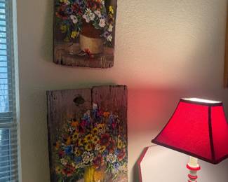 VINTAGE FLORAL WOOD ART