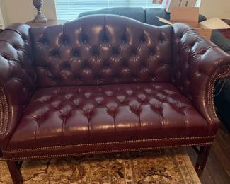 Chippendale Leather Settee