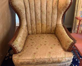 Vintage Channel-Back Wing Chair