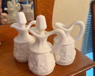 Westmoreland Paneled Grape Milk Glass Cruet