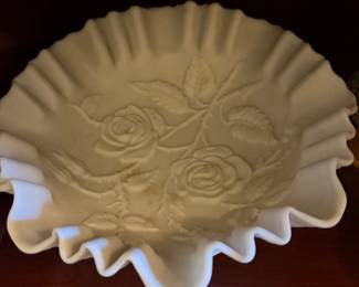 Imperial Glass Satin Milk Glass Rose Bowl