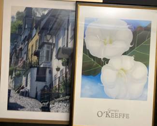 Georgia OKeeffe Flower Print And Cobble Stone Street Print