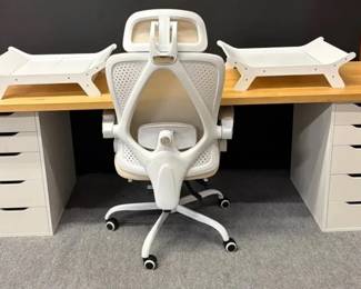 IKEA LagkaptenAlex Desk Combination, Two Drawer Units, Wood Butcher Block Top, Chair And More