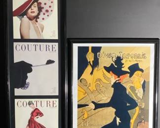 Framed Poster Of Divan Japonais And Reproduction Couture Magazine Covers