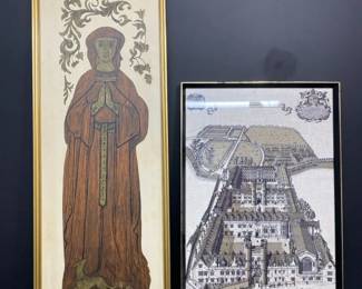 Framed Art Image Of St Johns College On Cloth, Lady Margaret Bellingham