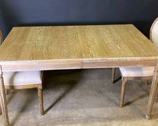 Wooden Table With A Pair Of White Upholstered Wood FrenchCountrystyleChairs