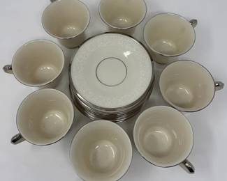 Lenox Moonspun Porcelain Tea Plates And Tea Cups