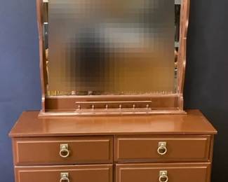 Brown Wooden Chest Of Drawers With Metal Pullrings