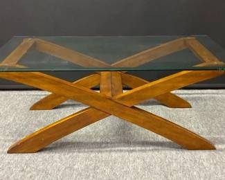 Archer Walnut Wood And Glass Coffee Table