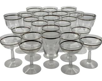 294 - 24 Silver Rimmed Glasses - 6" Tall