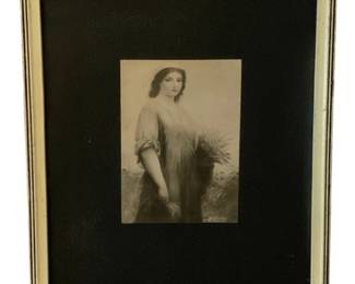 258 - Framed Print 10.75"x8.75" (Description): A framed print featuring a classical  portrait. The piece measures 10.75 inches by  8.75 inches.