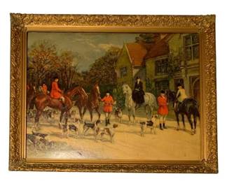 785 - Framed Print 26"x32" (Description): A framed print measuring 26 inches by 30  inches. The piece is presented in an ornate  gilt frame with decorative scrollwork  detailing.