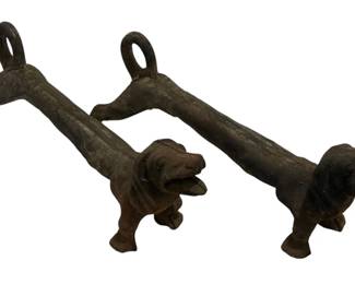 948 - Pair of Dachshund Figures Andirons (Description): 8 x 20 x 5