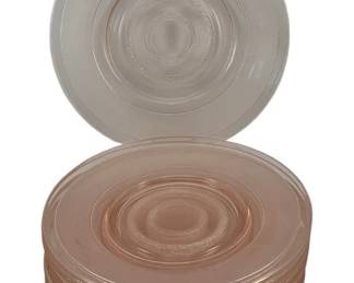 310 - 12 Pink Glass Plates - 8" Round