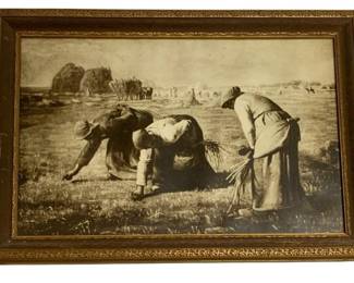 779 - Framed Print 14.5"x20" (Description): Framed print measuring 14.5 inches by 20  inches. The print is housed in an ornate  gilded wooden frame with decorative border  detailing.