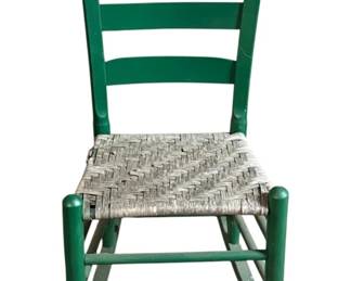1018 - Vintage Painted Woven Seat Rocker (Description): 33 x 18 x 28