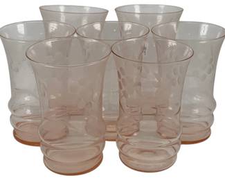296 - 7 Pink Glass Tumblers -4.75" Tall