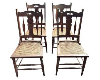 931 - 4 Vintage Cane Seat Chairs - 38 x 16.5 x 16.5