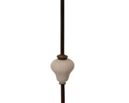 705 - Floor Lamp 63" (Description): Floor lamp measuring 63 inches in height.  Features a decorative base and pleated shade  with dual pull chains. Used as is electric/electronic/mechanical  item. No guarantee all components, untested.