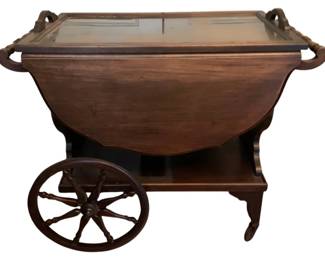 321 - Mahogany Wood Serving Cart - 32 x 36 x 19