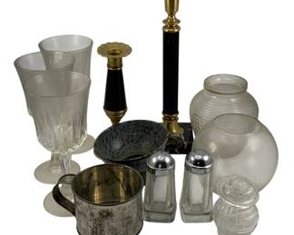 444 - Assorted Glass Items & More (Description): An assorted lot of various items. No  measurements recorded.
