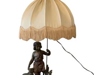 152 - Lamp 21" (Description): A decorative lamp measuring 21 inches in  height. Used as is electric/electronic/mechanical  item. No guarantee all components, untested.