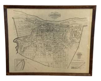96 - Framed Map 17.25"x21.5" (Description): Framed map. Measures 17.25 inches by 21.5  inches.