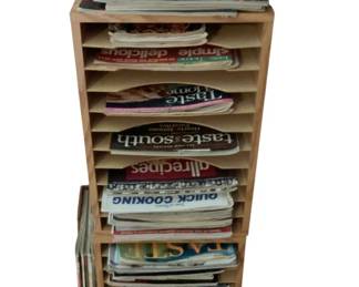 369 - Magazine Stand w/ contents 32"x11"x12"