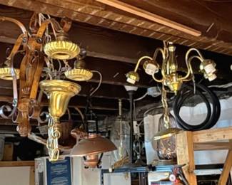 1011 - 6 Assorted Hanging Light Fixtures (Description): Used as is electric/electronic/mechanical  item. No guarantee all components, untested.