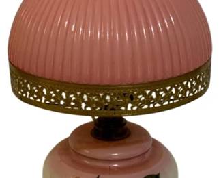 762 - Hand Painted "Gone with the Wind" Style Lamp (Description): 20 inches tall - features a decorative base  and ornate design elements characteristic of  the period. Used as is electric/electronic/mechanical  item. No guarantee all components, untested.
