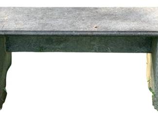 13 - Concrete Outdoor Bench 16.5"x36"x12" (Description): Concrete bench measuring 16 1/2 inches by 36  inches by 12 inches.