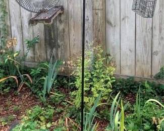 18 - Shepherd's Hook 72"x26" (Description): A shepherd's hook measuring 72 inches tall by  26 inches wide. Ideal for hanging bird  feeders, planters, or lanterns in the garden.